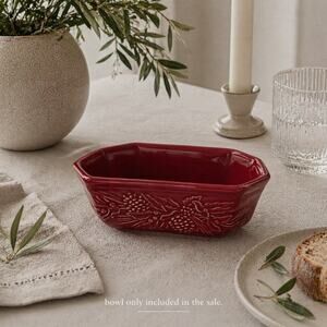 Longaberger Natures Garland Paprika Octagonal Bowl Small Serving Dish Floral 7"